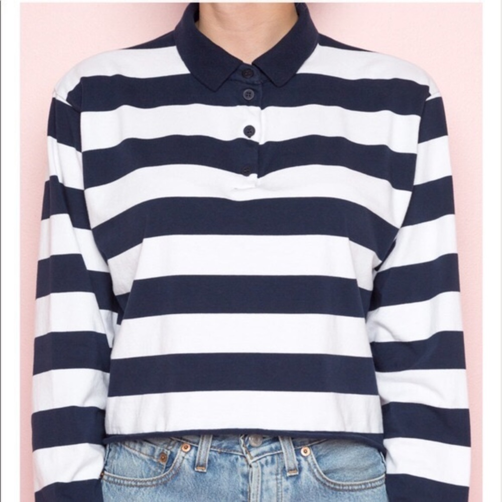 Brandy Melville Blue Striped Collared Shirt